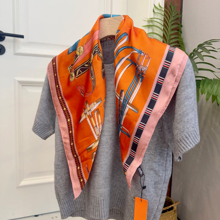 3 colors silk satin peplum small square scarf