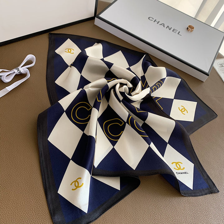 3 colors silk plaid peplum small square scarf