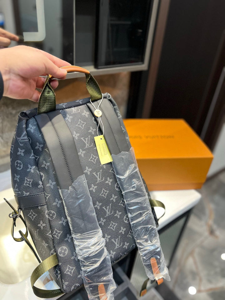 Two-color monogrammed travel backpack