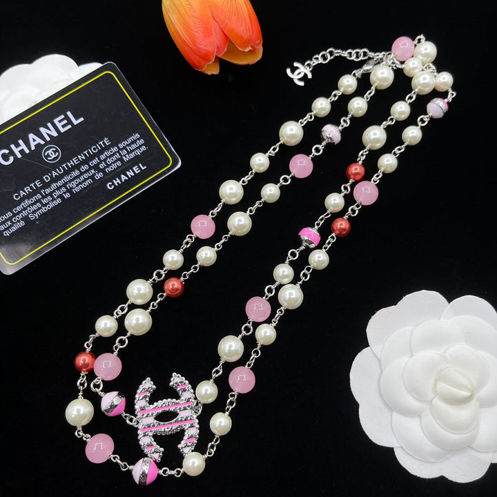 Colorful Pearls Mixed CC Chain Necklace