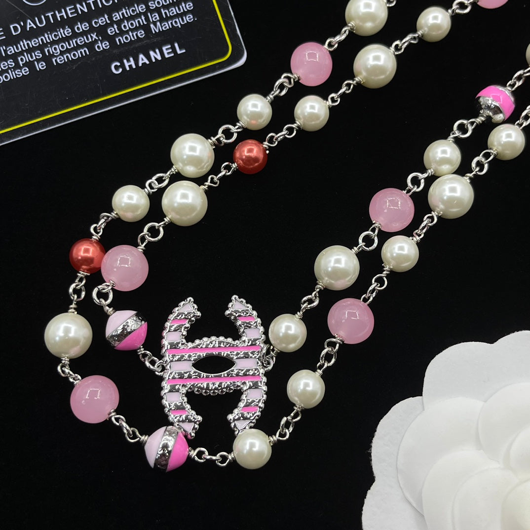 Colorful Pearls Mixed CC Chain Necklace