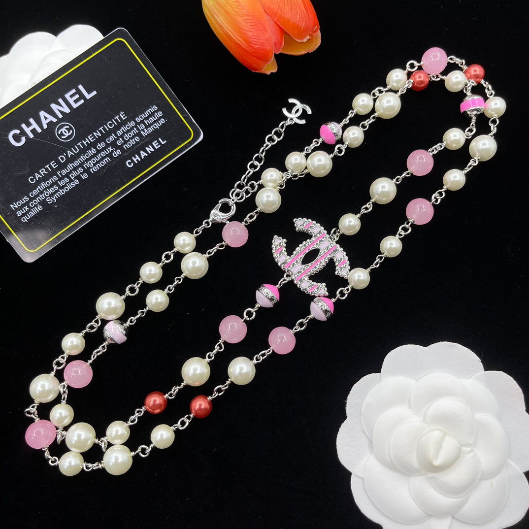 Colorful Pearls Mixed CC Chain Necklace