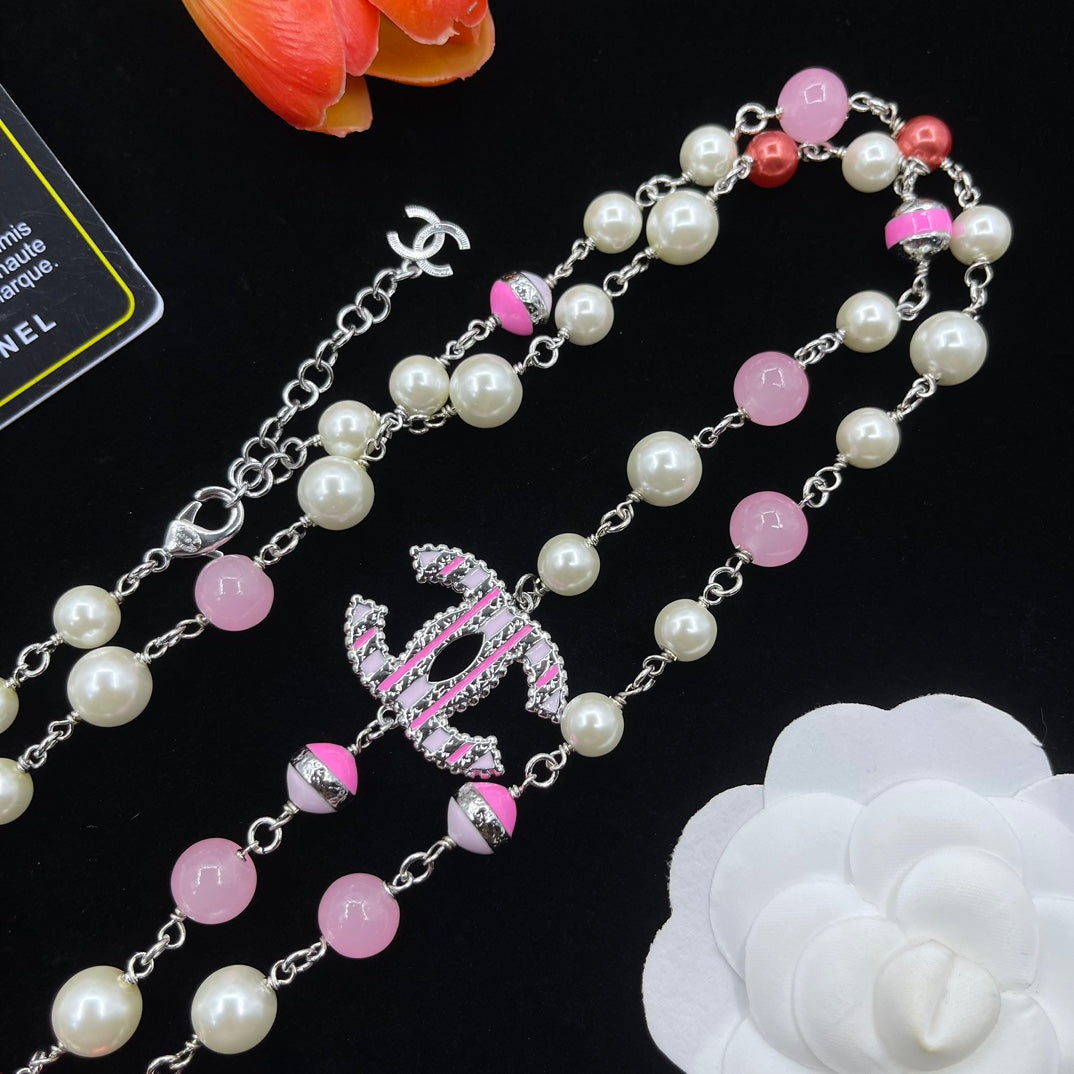 Colorful Pearls Mixed CC Chain Necklace
