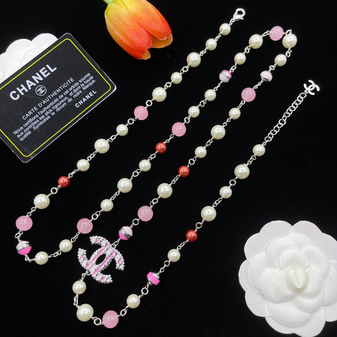 Colorful Pearls Mixed CC Chain Necklace