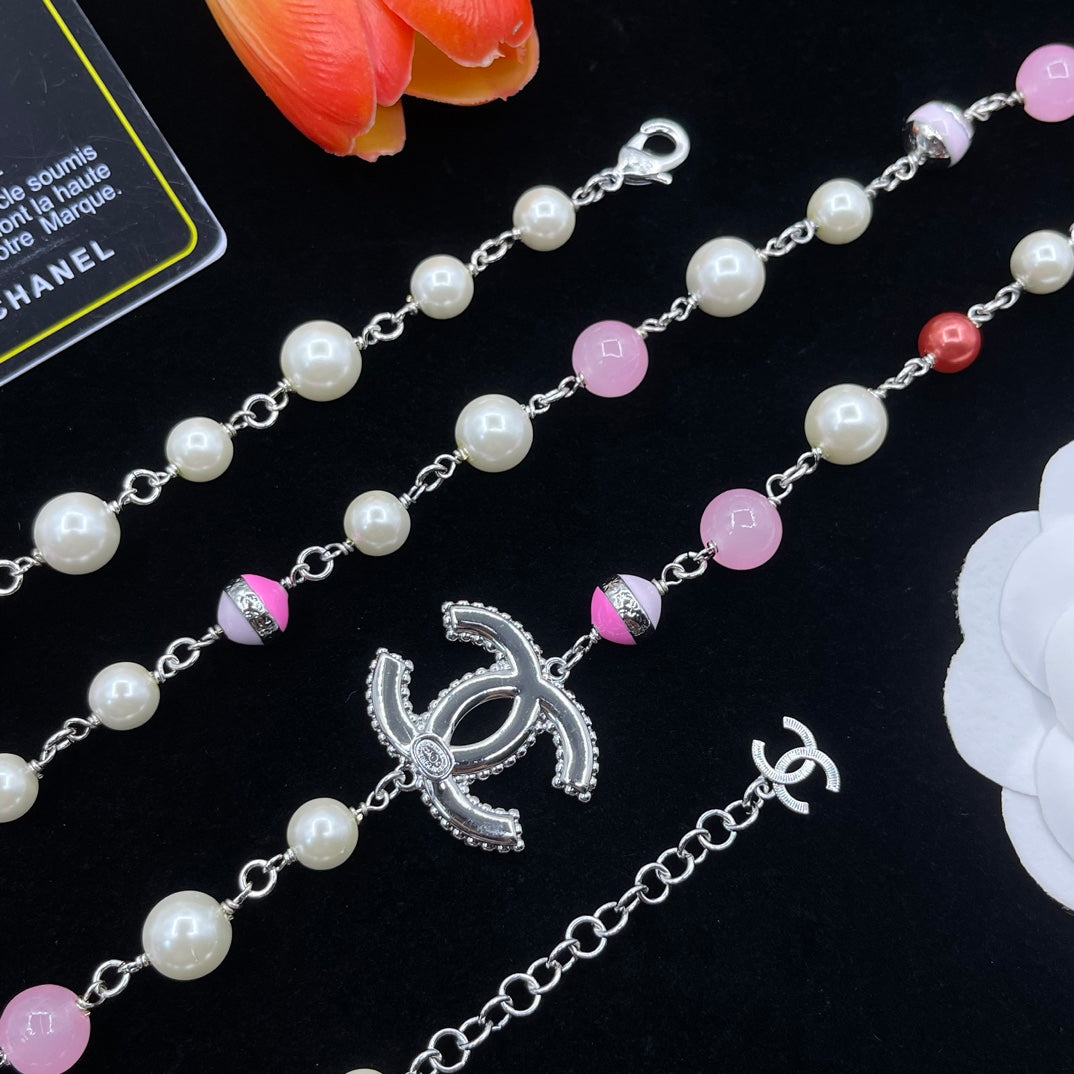 Colorful Pearls Mixed CC Chain Necklace