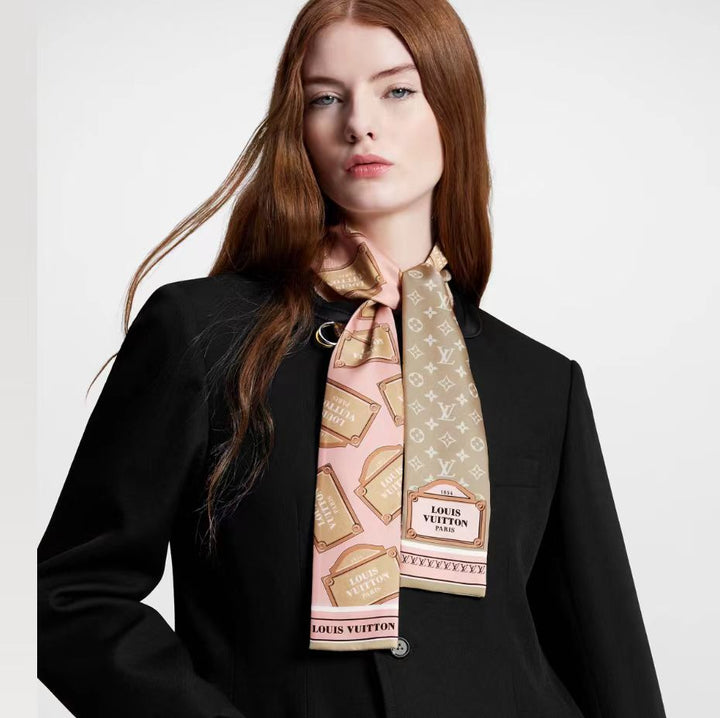 Exquisite old flowers double layer silk neckerchief