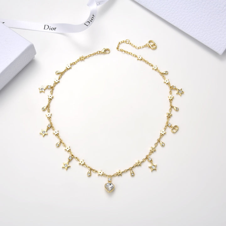 Elegant Star and Heart Jewelry Necklace