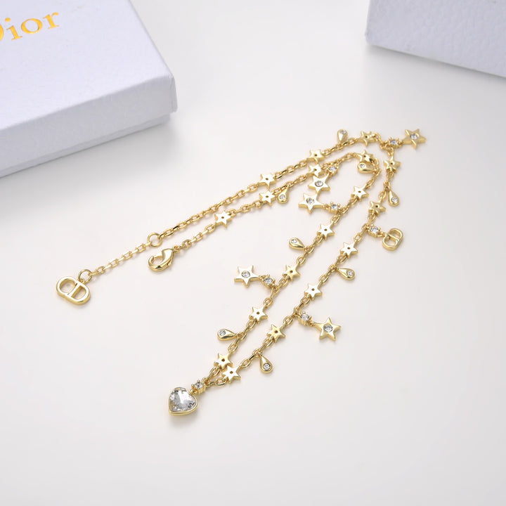 Elegant Star and Heart Jewelry Necklace