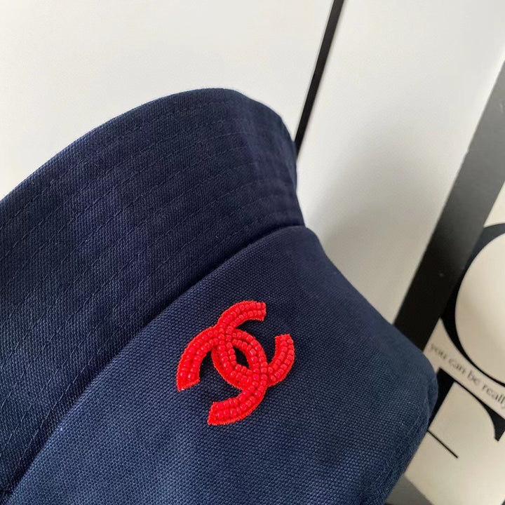 Red embroidered bead logo cap