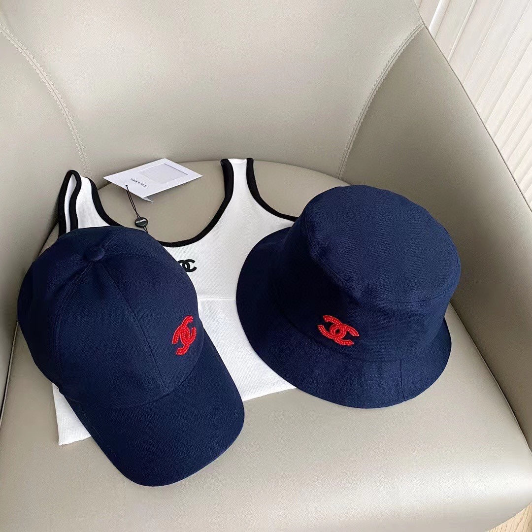 Red embroidered bead logo cap