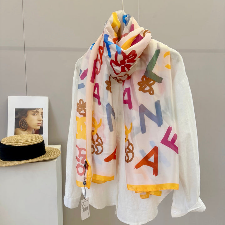Colorful letters charm scarf