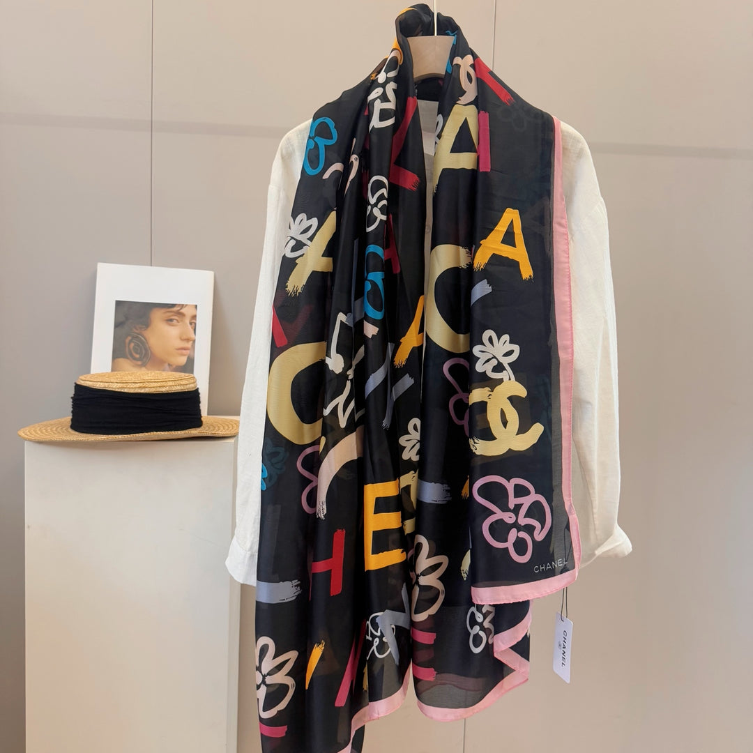 Colorful letters charm scarf