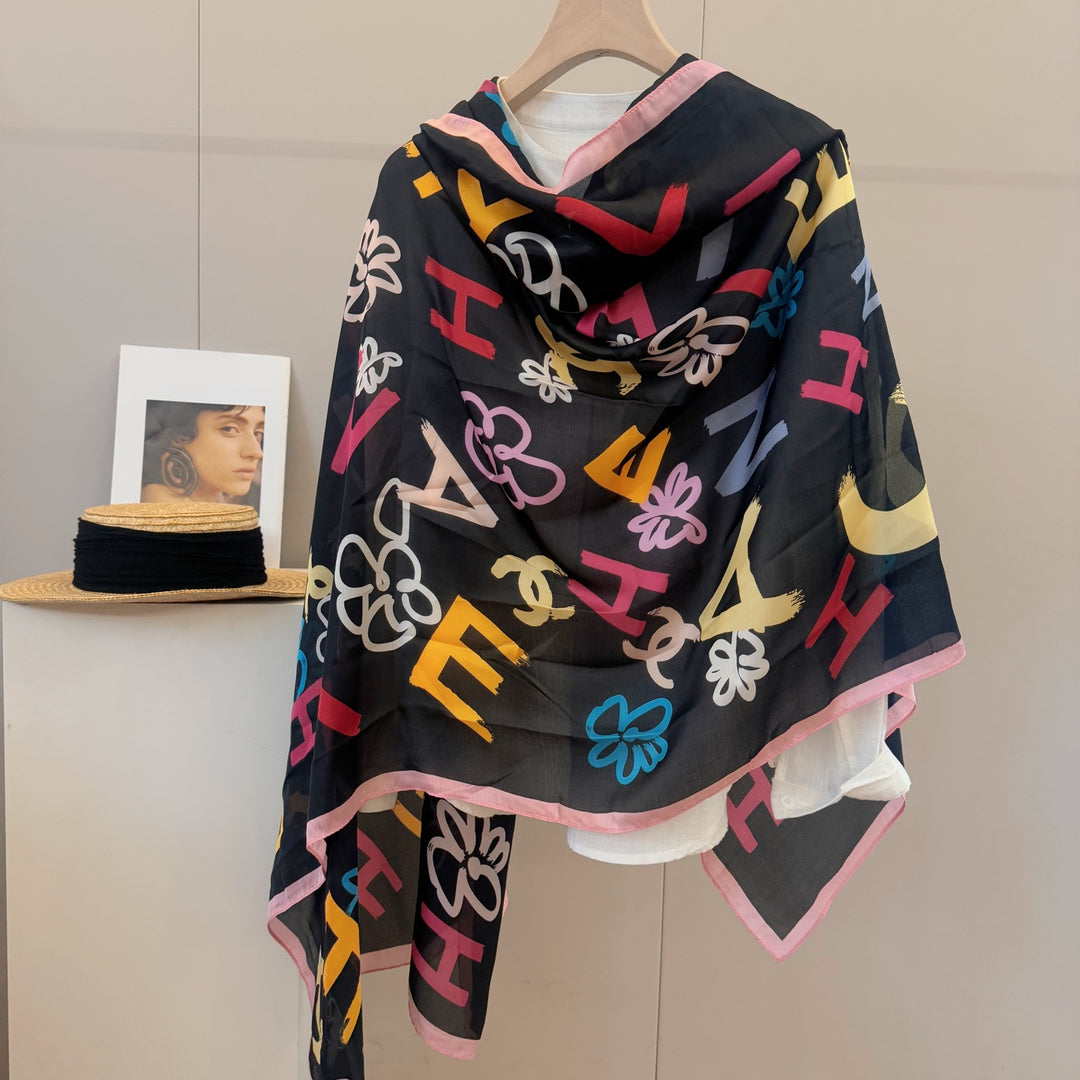 Colorful letters charm scarf