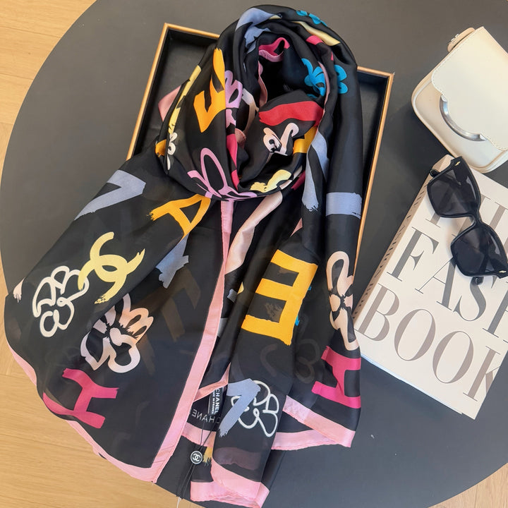 Colorful letters charm scarf