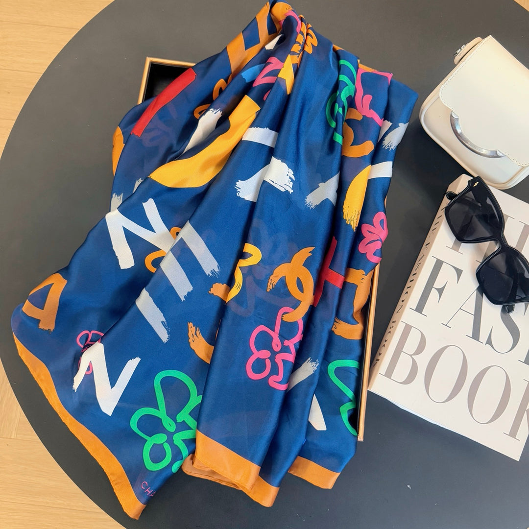 Colorful letters charm scarf
