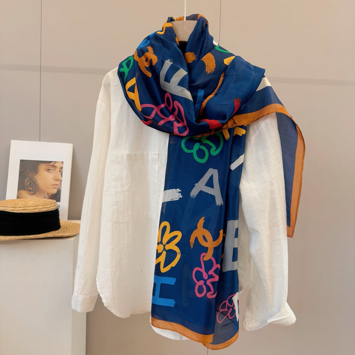 Colorful letters charm scarf