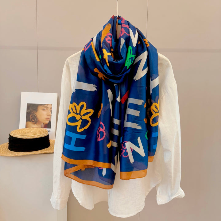 Colorful letters charm scarf