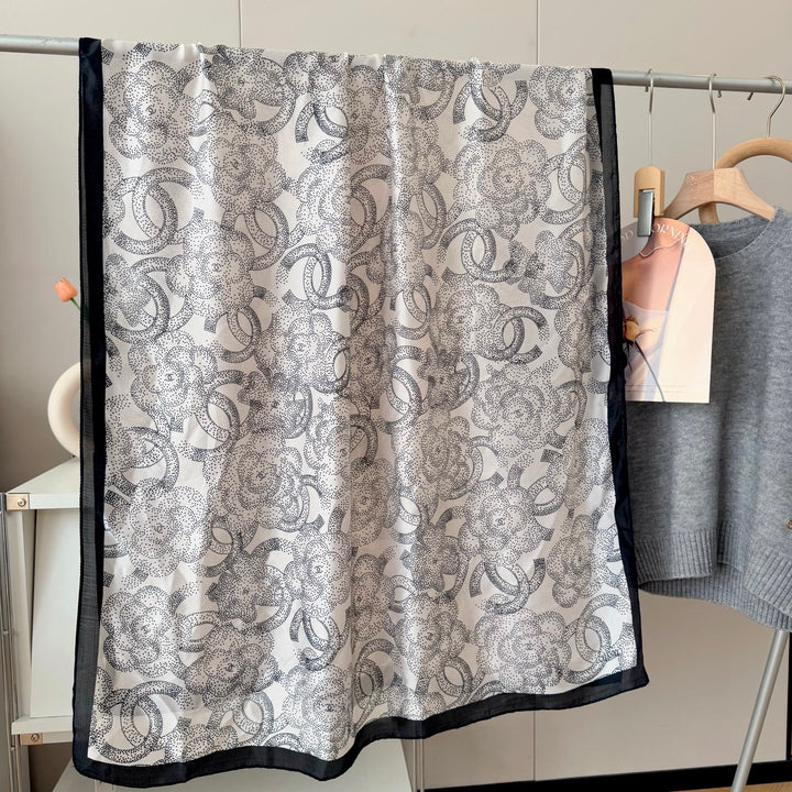 two-color classic CC printed silk scarf