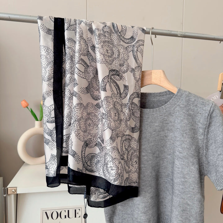 two-color classic CC printed silk scarf