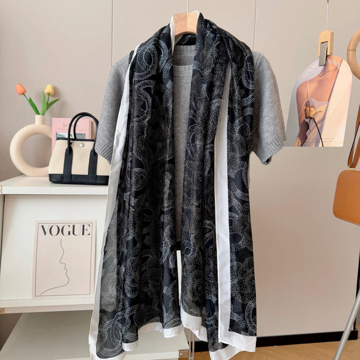 two-color classic CC printed silk scarf