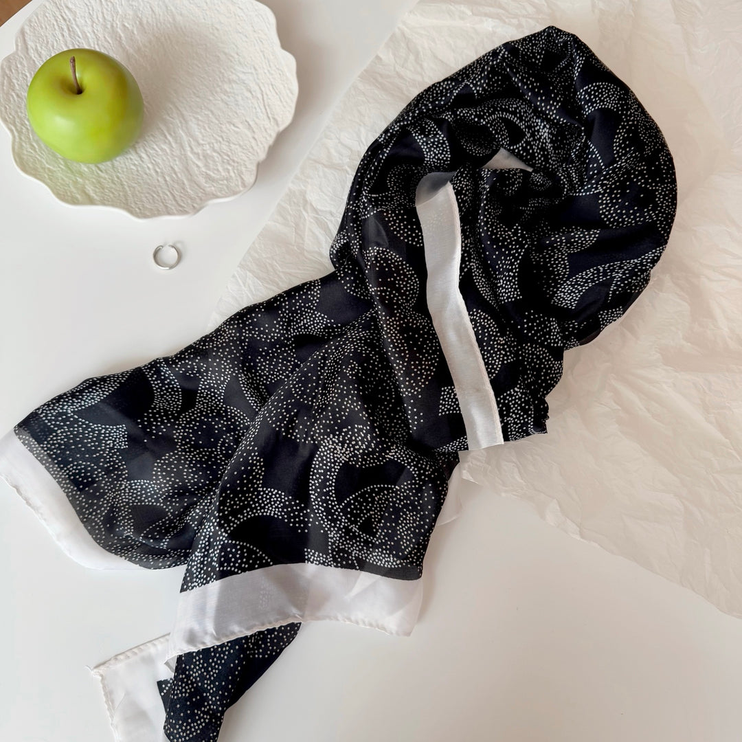 two-color classic CC printed silk scarf