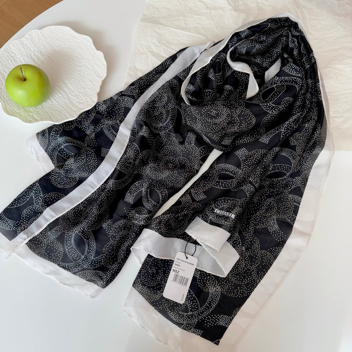 two-color classic CC printed silk scarf