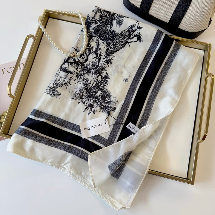 art landscape printing long silk scarf