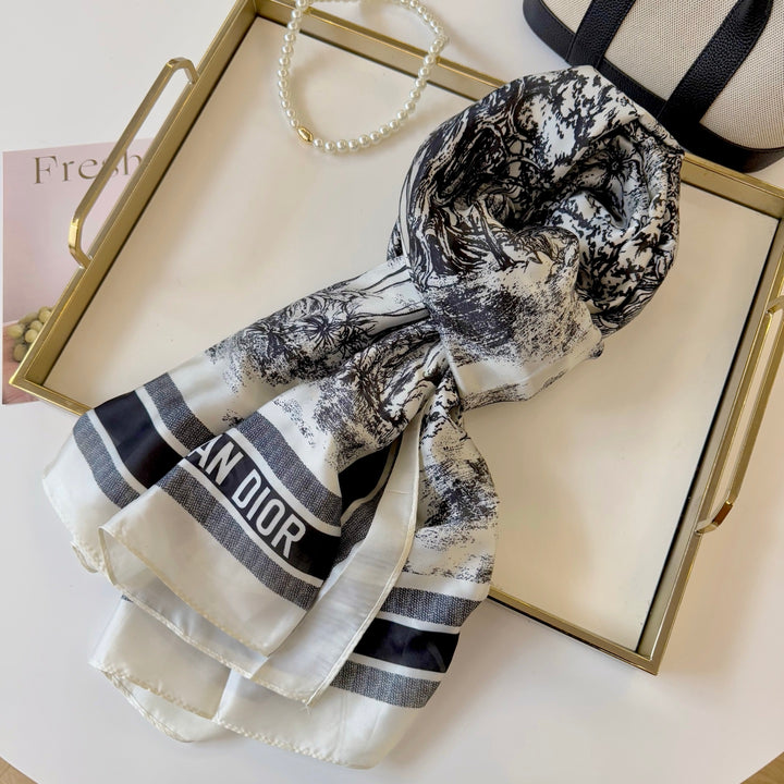 art landscape printing long silk scarf