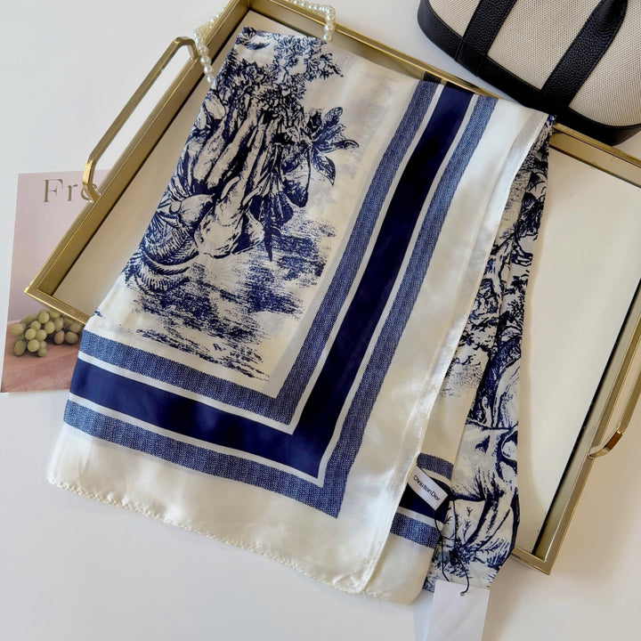 art landscape printing long silk scarf