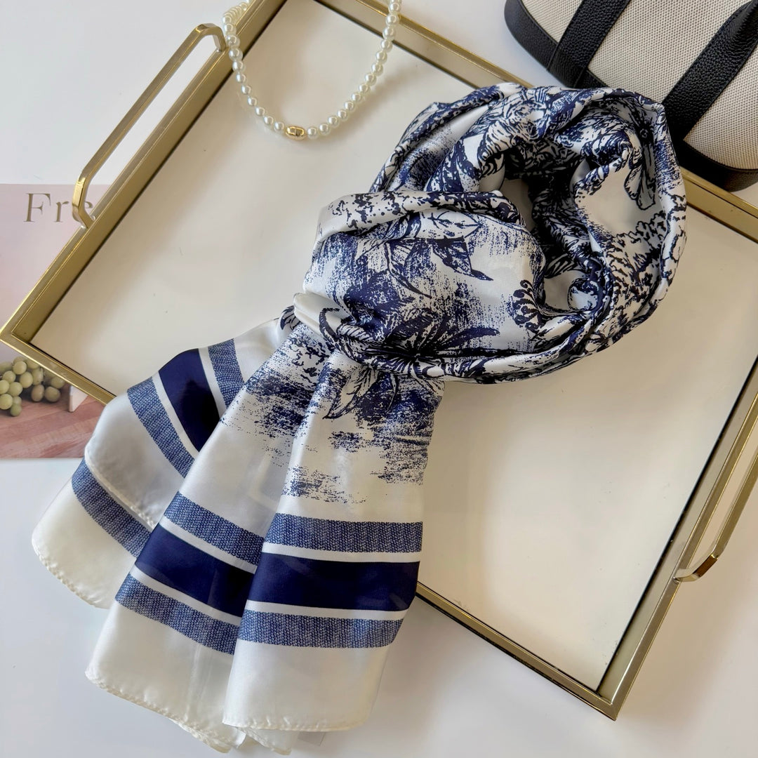 art landscape printing long silk scarf