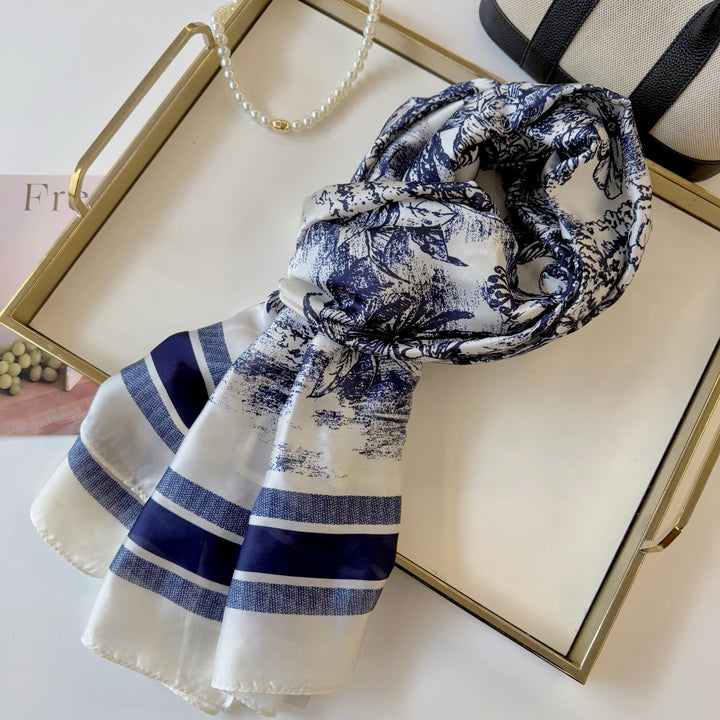 art landscape printing long silk scarf