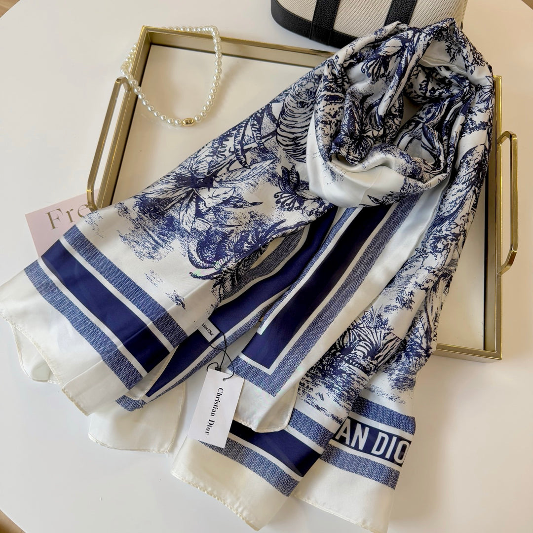 art landscape printing long silk scarf