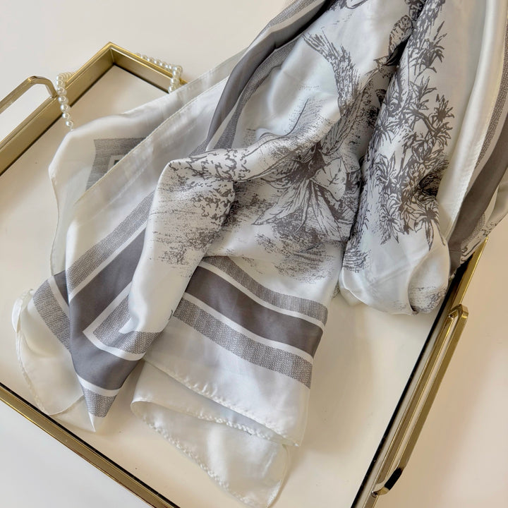 art landscape printing long silk scarf