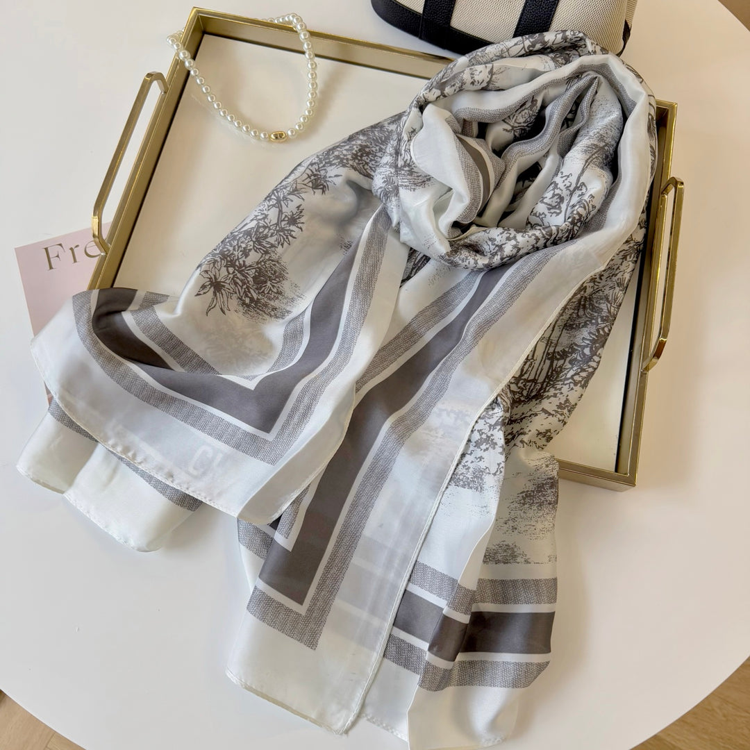 art landscape printing long silk scarf