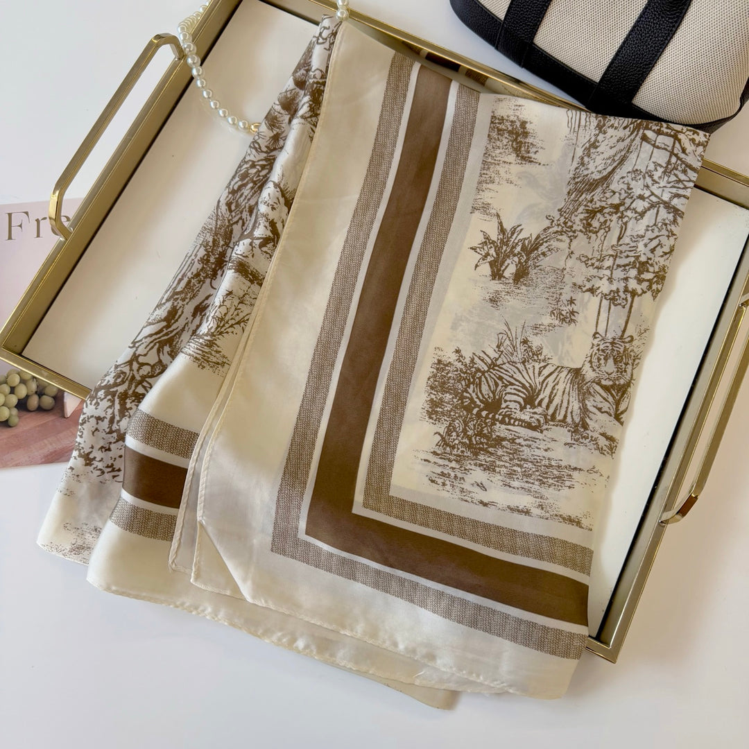 art landscape printing long silk scarf