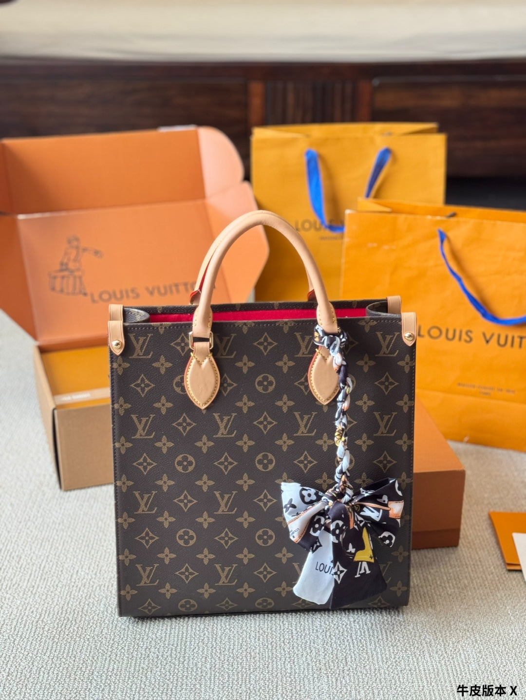 Classic handbag with chic scarf