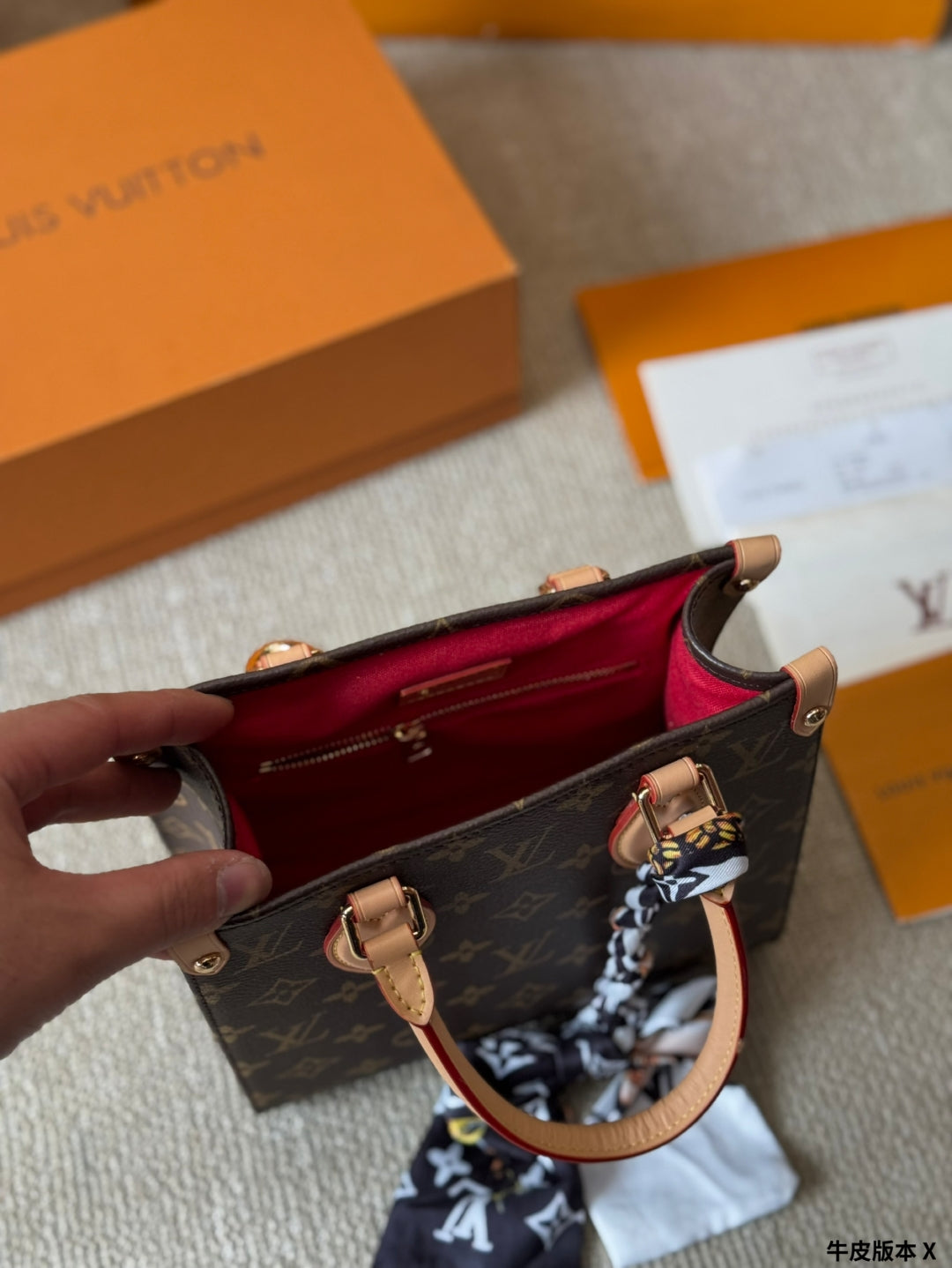 Classic handbag with chic scarf