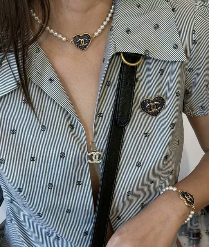 Sparkling Pearl Heart Chain