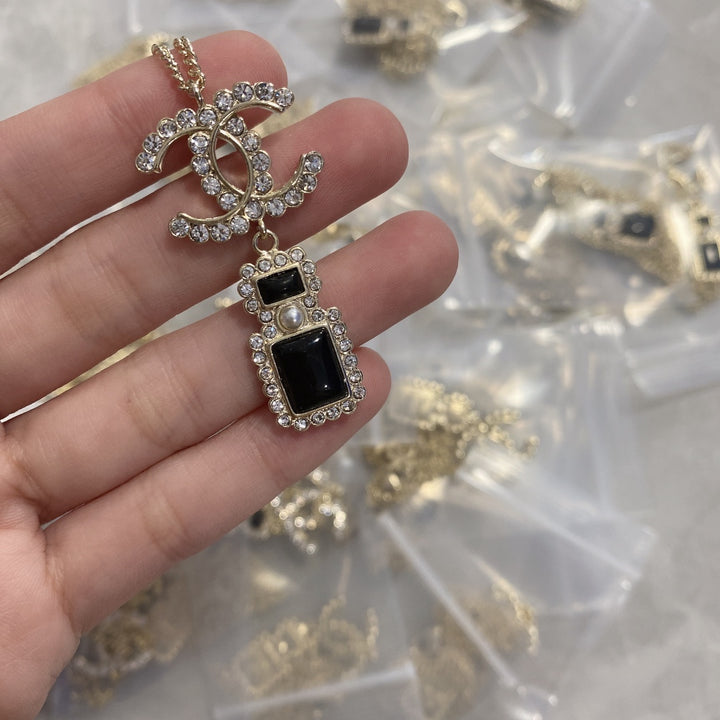 Elegant Double C Gemstone Necklace