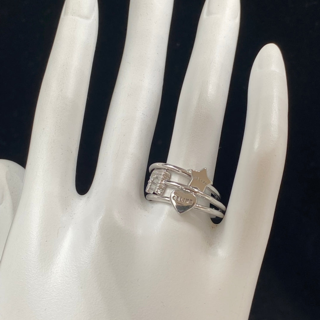 silver color 3 pieces combination ring