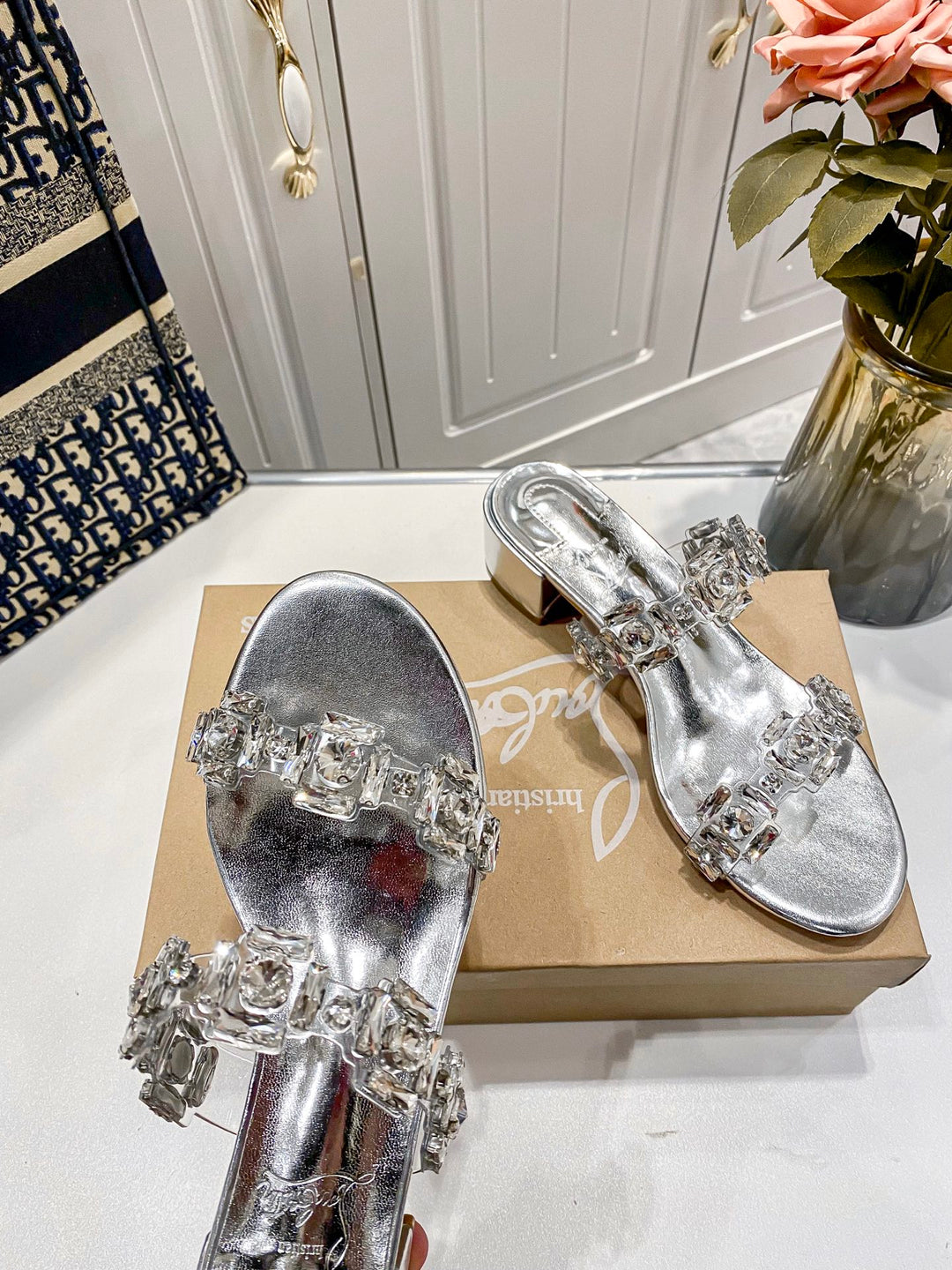 2025 Silver Crystal Slippers