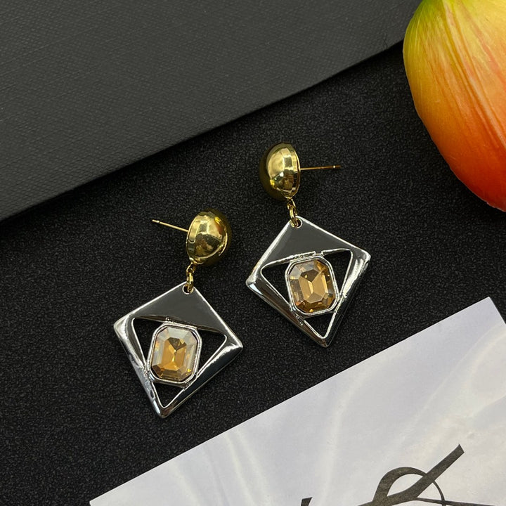 Rhombus Gemstone Earrings