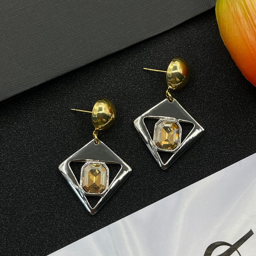 Rhombus Gemstone Earrings