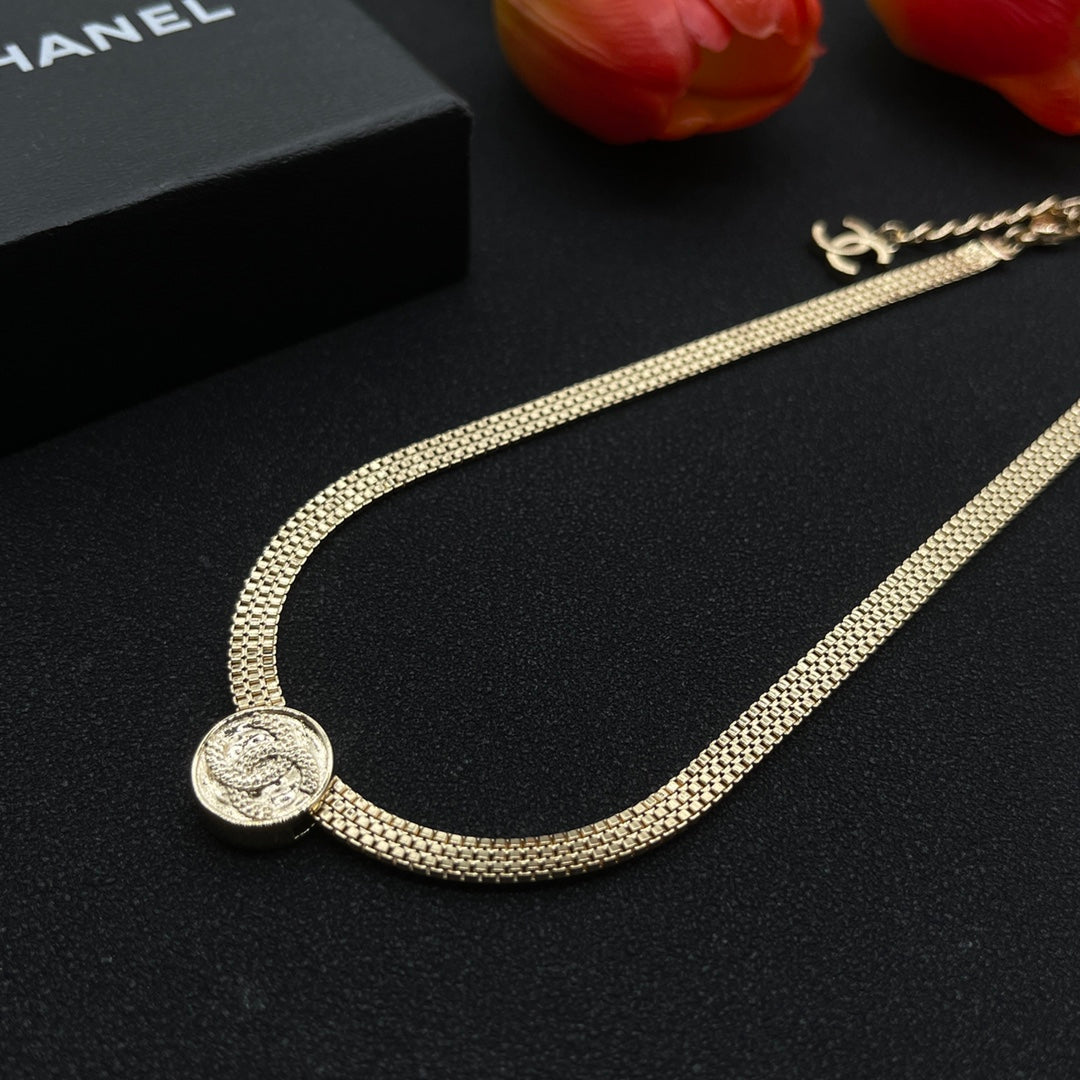 delicate gold coin chain necklace