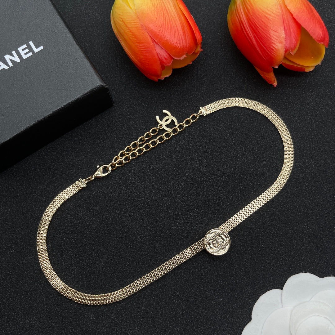 delicate gold coin chain necklace