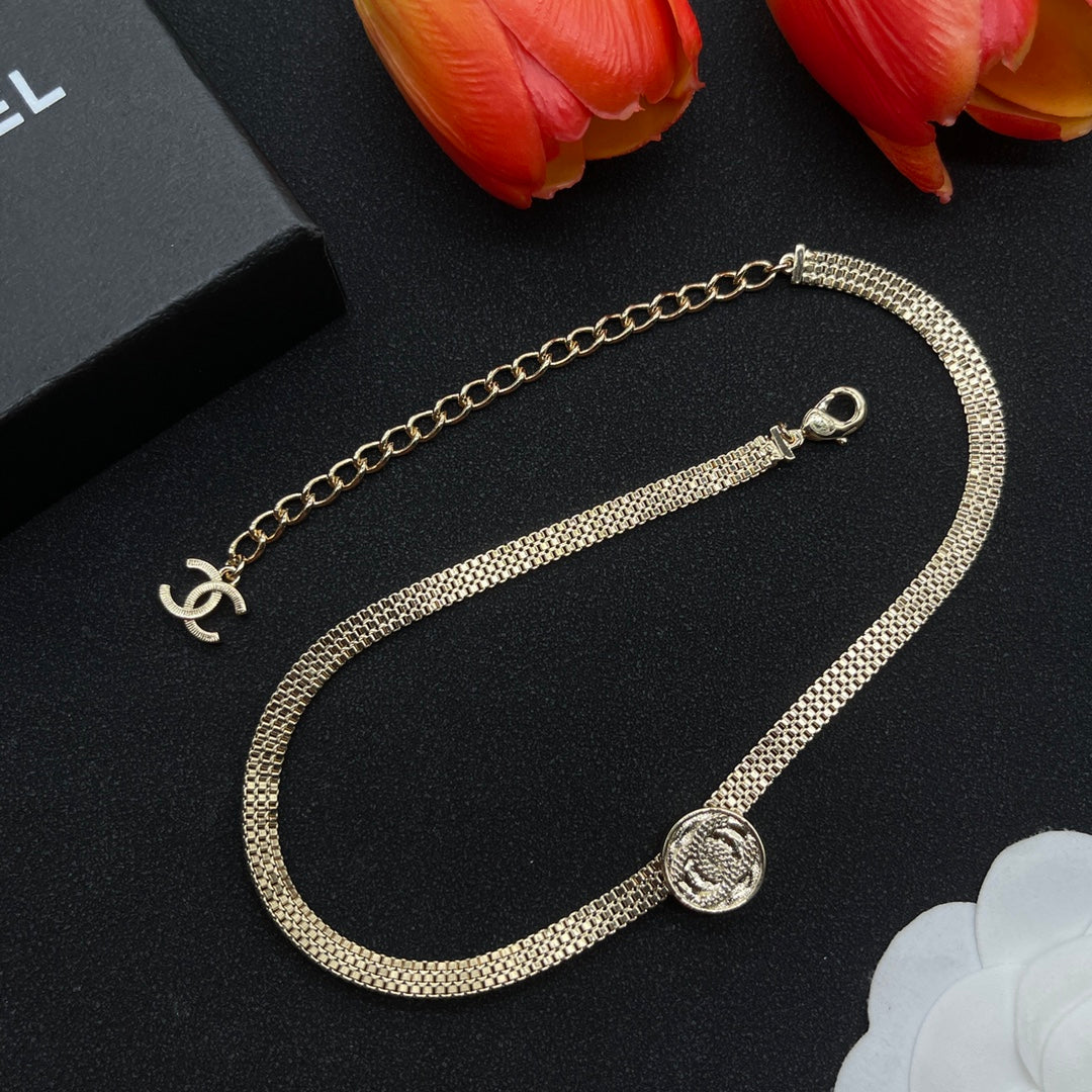 delicate gold coin chain necklace
