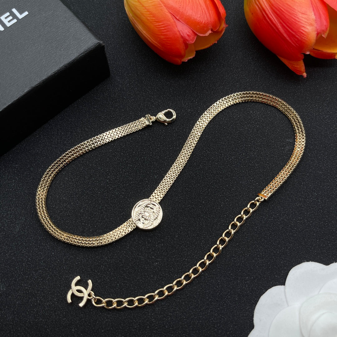 delicate gold coin chain necklace