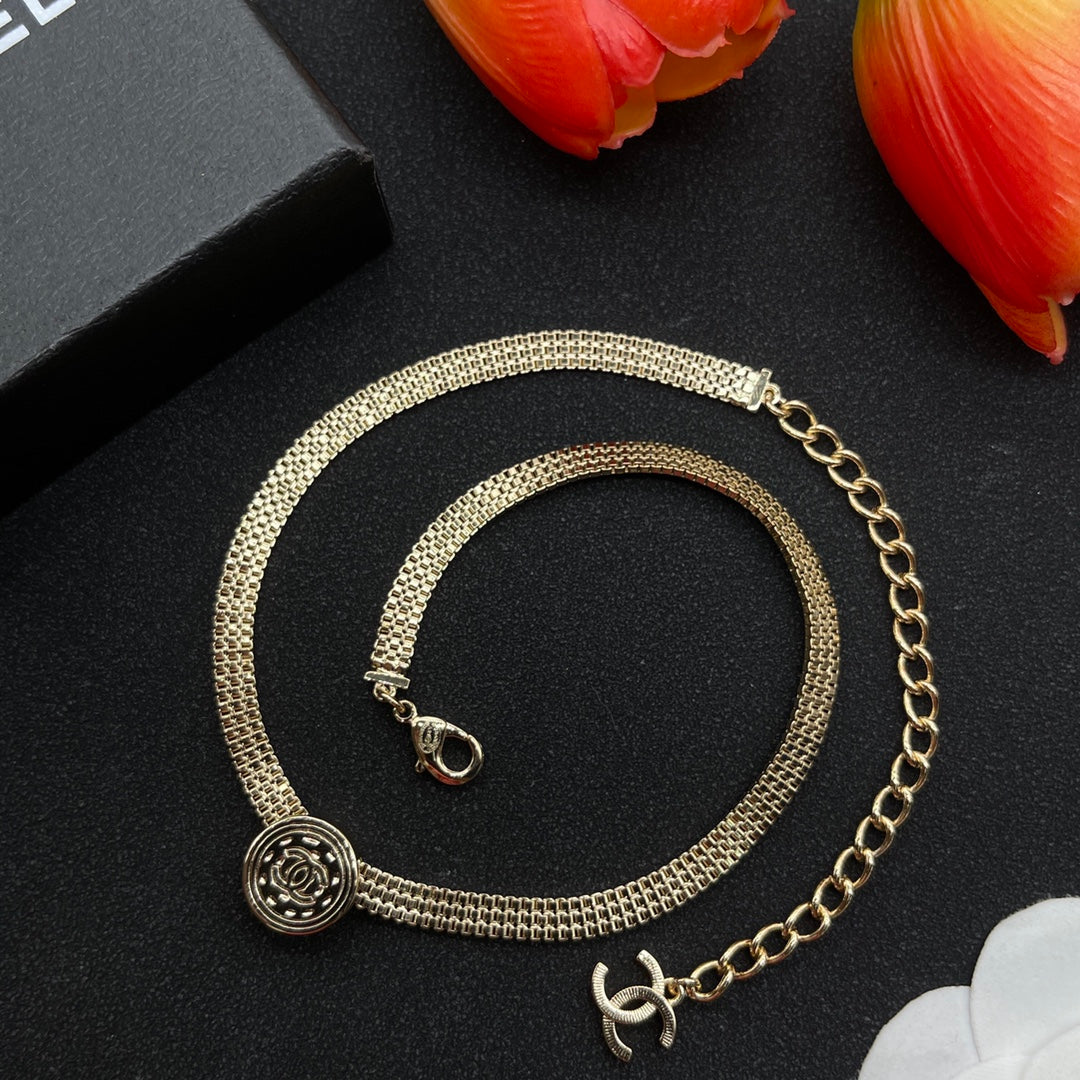 delicate gold coin chain necklace