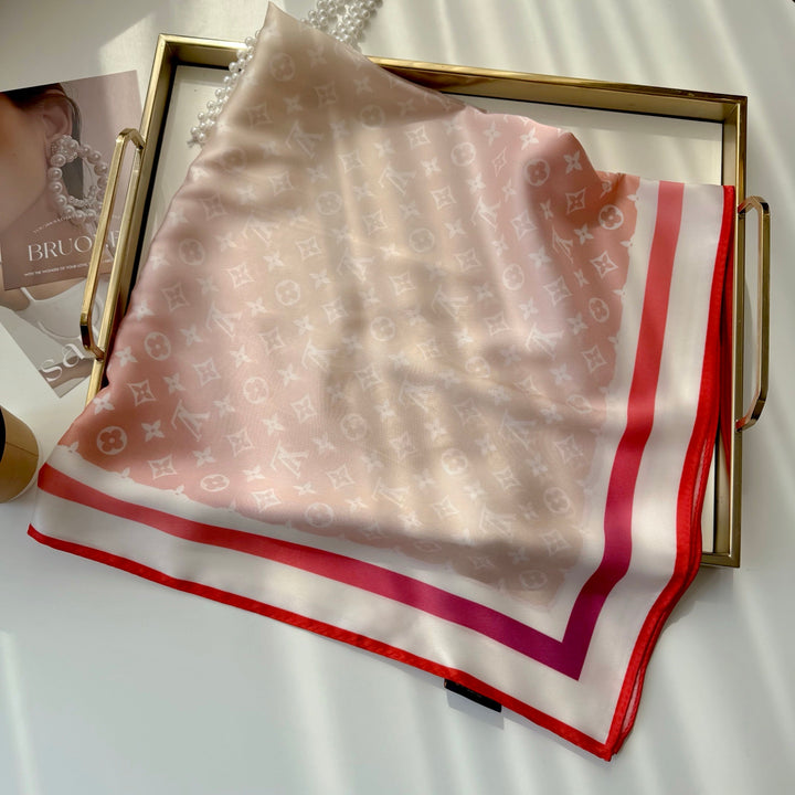 Gradient pink striped silk scarf