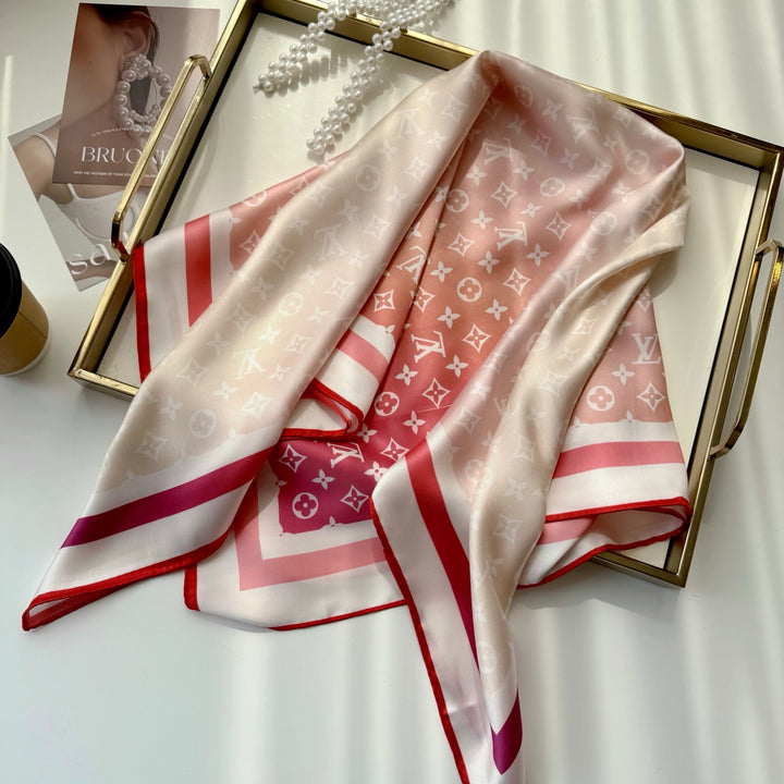 Gradient pink striped silk scarf